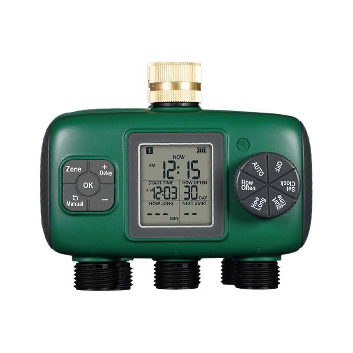 3-Way Automatic Water Timer Garden Irrigation Watering System Independents Control Sprinkler NH3/4I