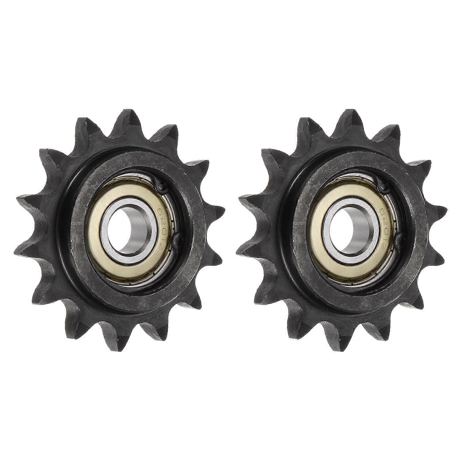 ANSI #40 Roller Chain Idler Sprocket 12mm Bore 14 Tooth Tensioner with 1/2" Pitch and 2 Insert Bearings B Type