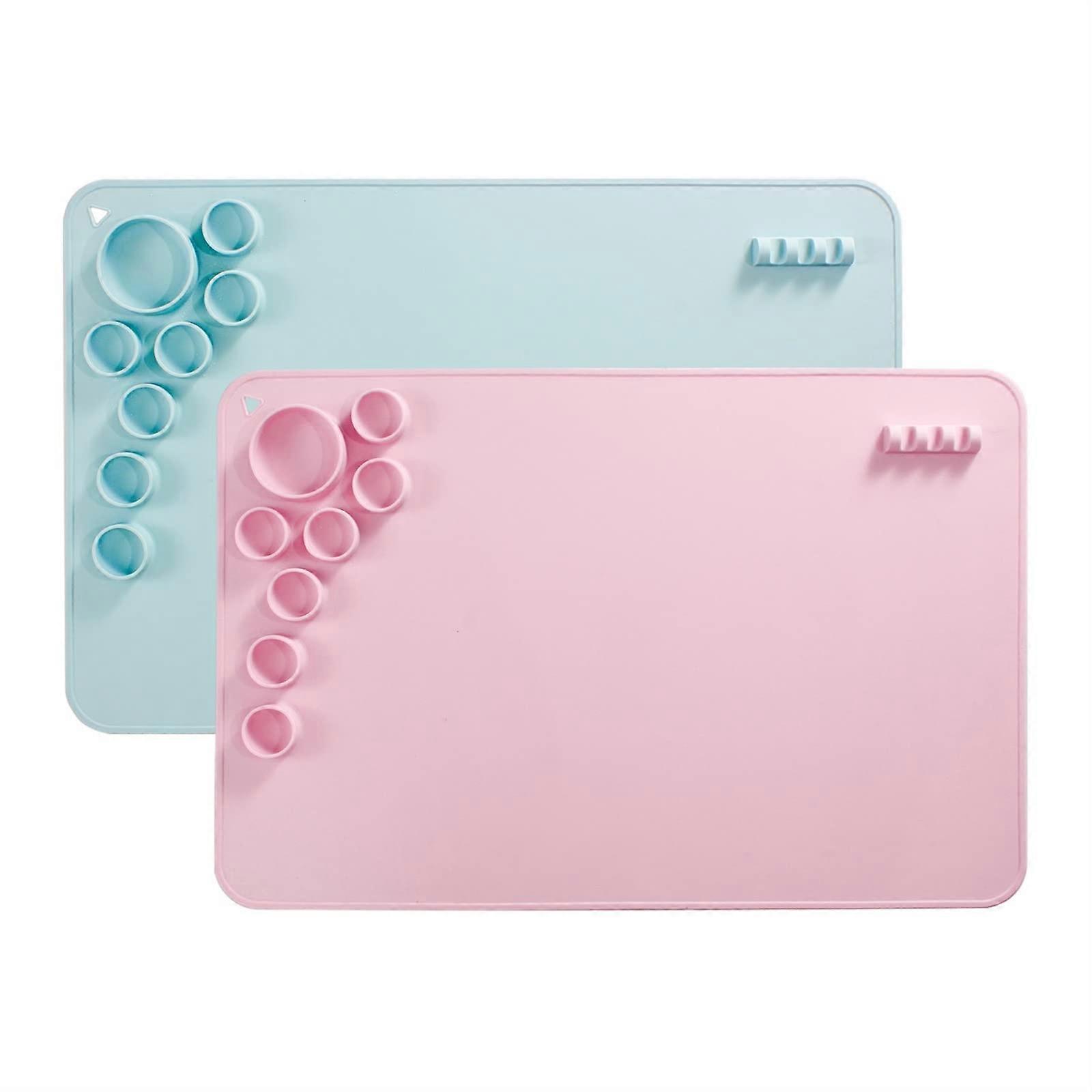 2 Pack Silicone Craft Mat, Non Stick Mat Sheet with Cleaning Cup for Painting, Art, Clay, 24x16 Inch
