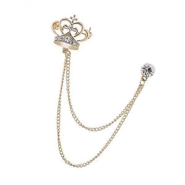 2-1 Mens Elegant Lapel Pin Badge 2 Layer Chain Brooch Pin