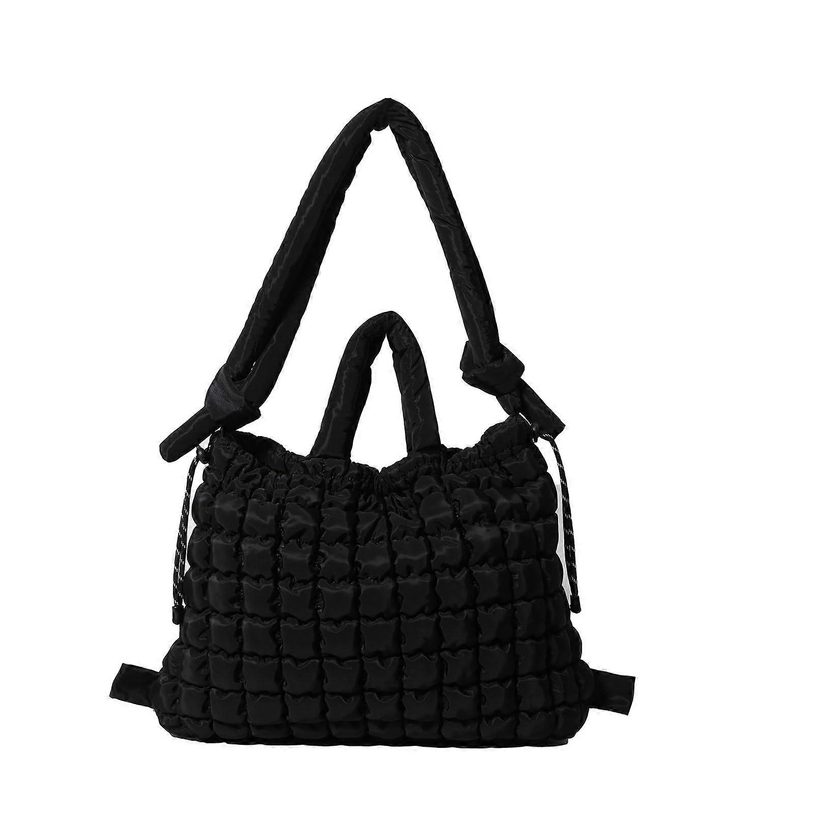 Crossbody Handbag, Quilted Shoulder Bag wth Drawstring Stuffing Padded Puffer Handbag Backpack for Travel Casual and Work