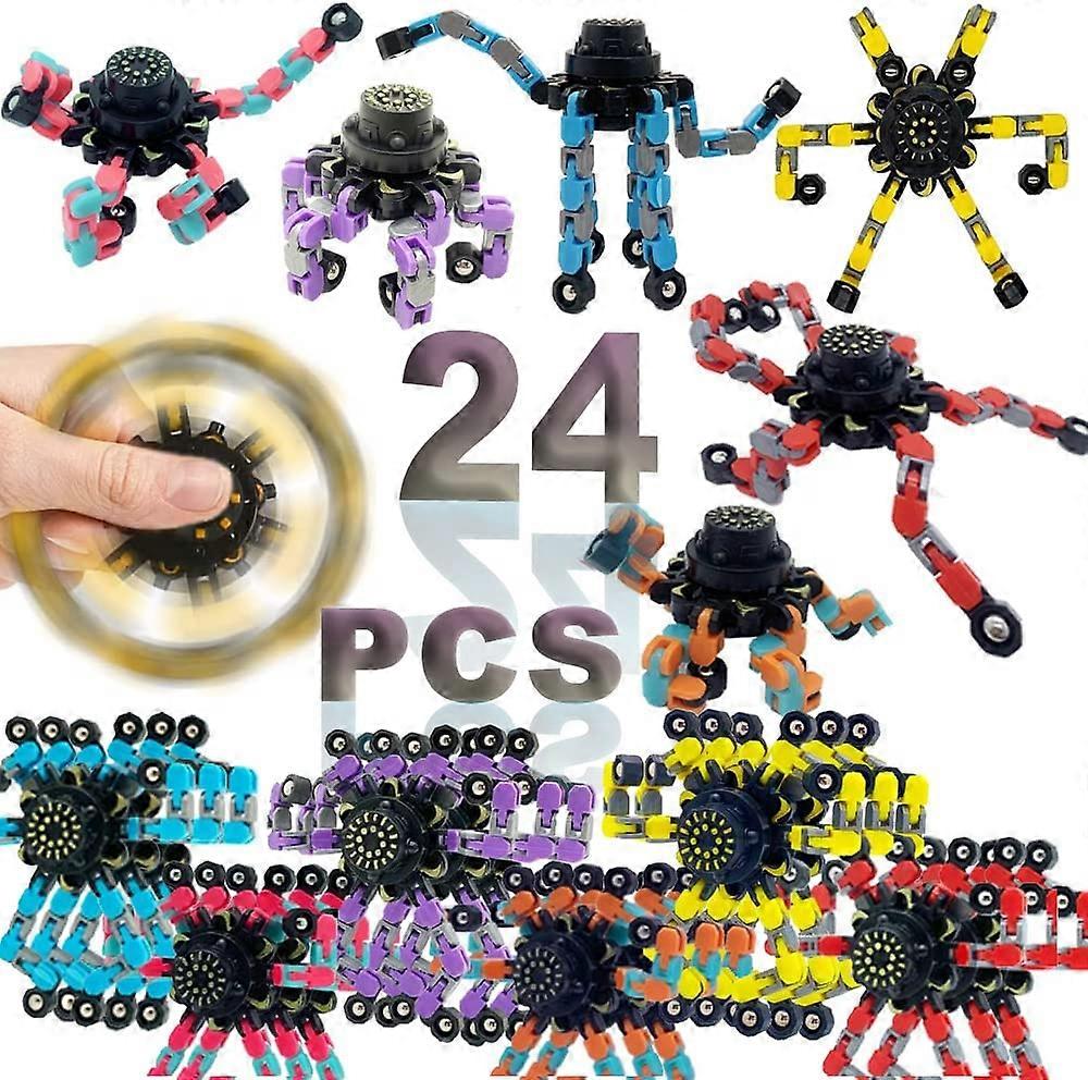 24PCS Fingertip Gyro Mechanical Top DIY Robot Toy Fidget Spinners for Kids Adults