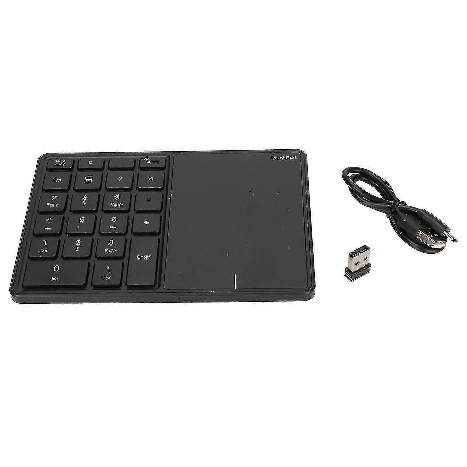 Draadloos numeriek toetsenbord met 22 toetsen en touchpad, Dual Mode 2.4g-verbinding, Type C-interface, voor laptops - Zwart-