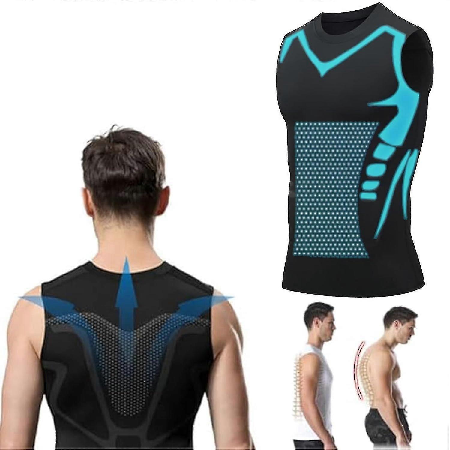 Tourmaline Posture Corrector Vest - Adjustable Back Support, Instant Alignment & Comfort Fit for Adults Black XXL