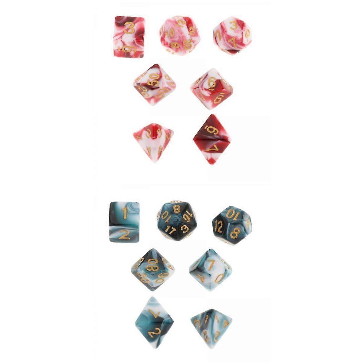 14pcs Multi-Side Polyhedral Dice D4 D6 D8 D10 D12 D20 Board Game DND RPG