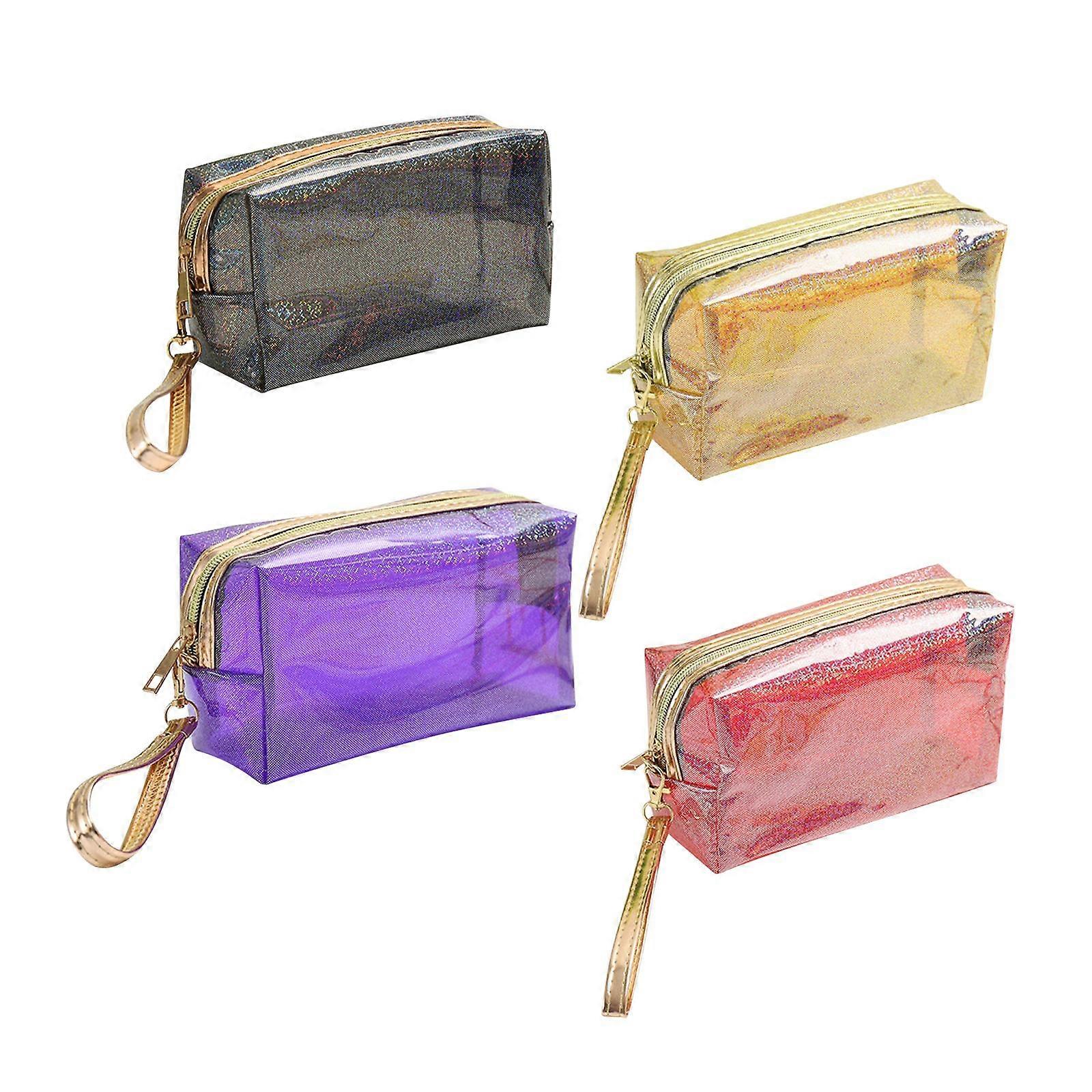 4個の防水化粧品バッグPVC透明ジッパー式トイレタリーバッグハンドル付き