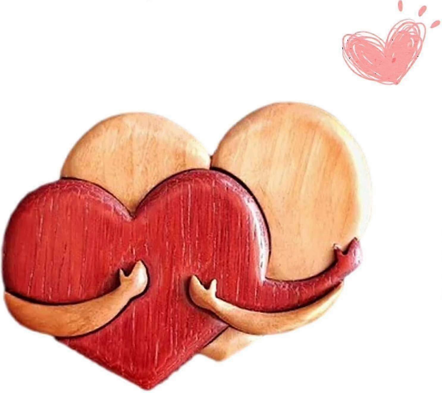 心のこもった木製の抱擁の彫刻 - 彼と彼女への手作りの贈り物