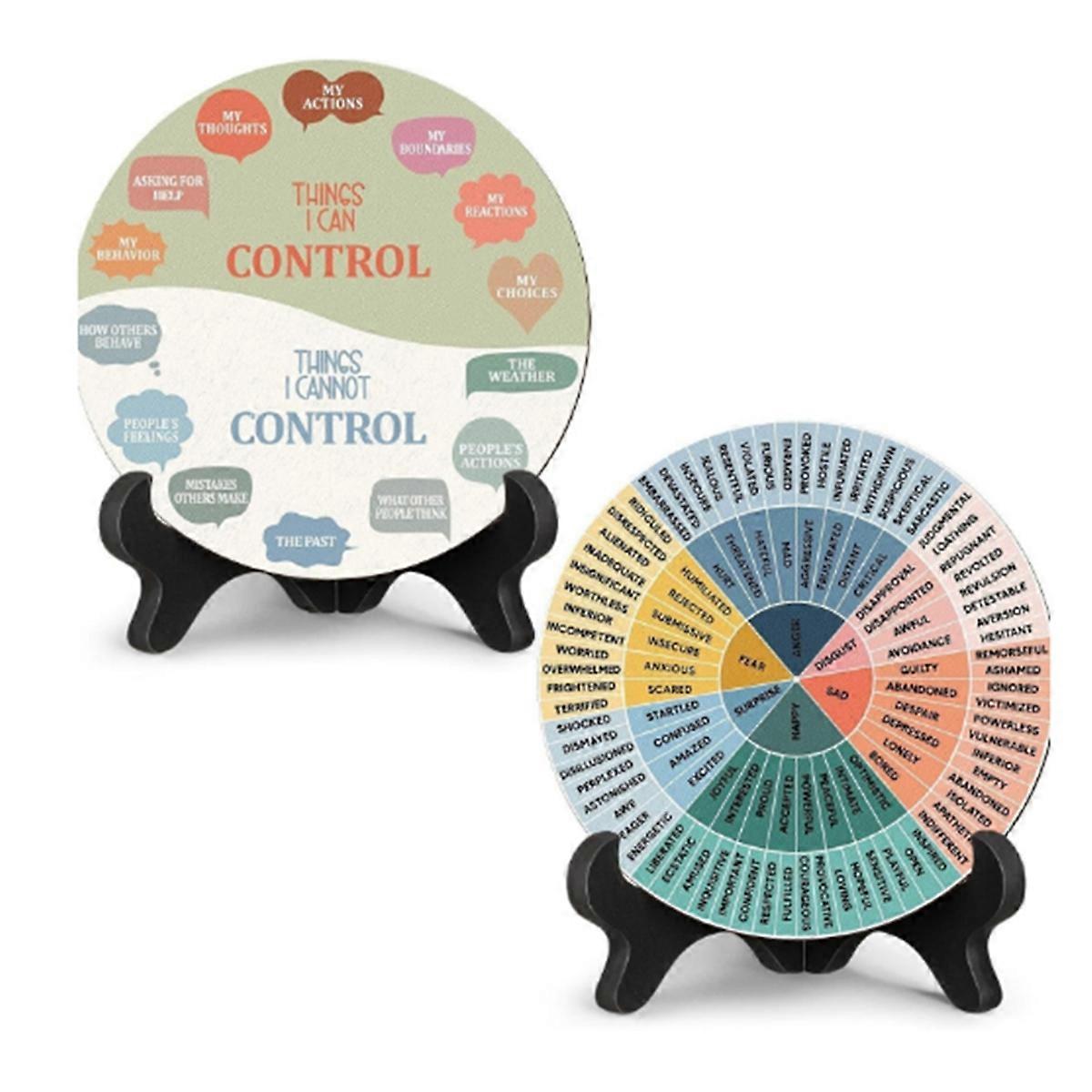 2 Sets of Calming Mood Wheel Diagrams, Psychological Health Decorations for Home Offices, and Psych