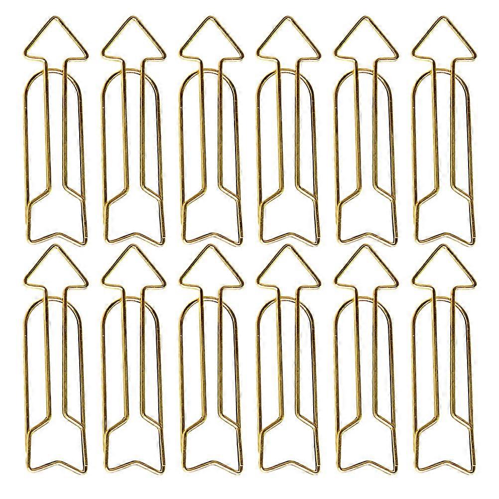 Golden Metal Arrow Shape Bookmark Clips for Fixation with Quality 12 Pieces