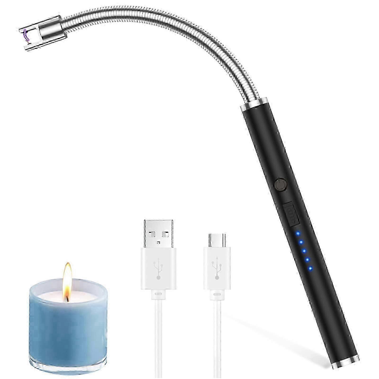 Arc Lighter, USB Electronic Lighter Plasma Lighter Windproof with LED Display (Black)