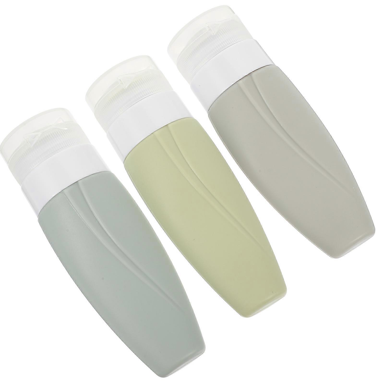 Squeeze Bottles For Shampoo Silicone Travel Containers Assorted Color 12x3.5cm Airtight Seal 3Pcs