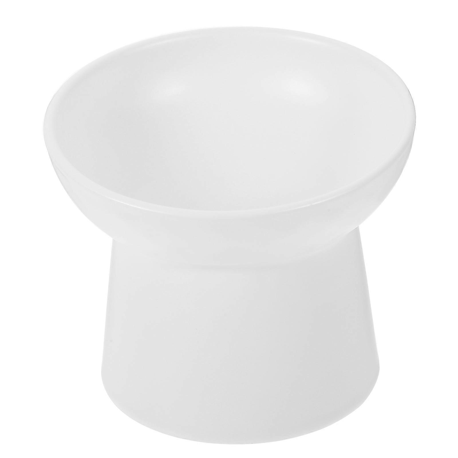 Kitten Food Bowl Round Shape Multi-Function Pet Bowl Neck-Protective Cat Accessory 13.3X13.3X11CM Nordic Style 1Pcs