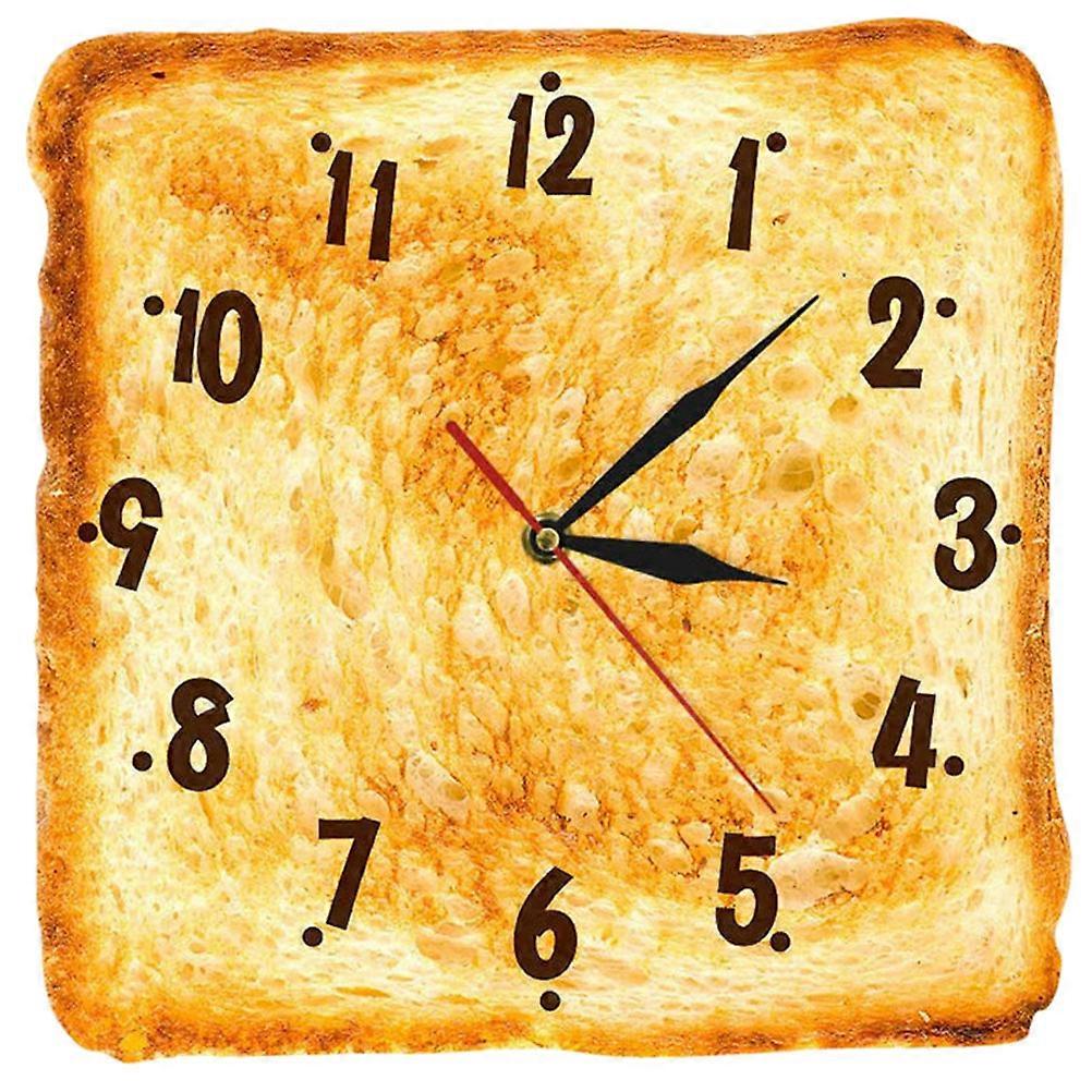 Toast Shaped Clock For Kitchen Decoration Multi Color 30x3cm Time Telling 1Pcs