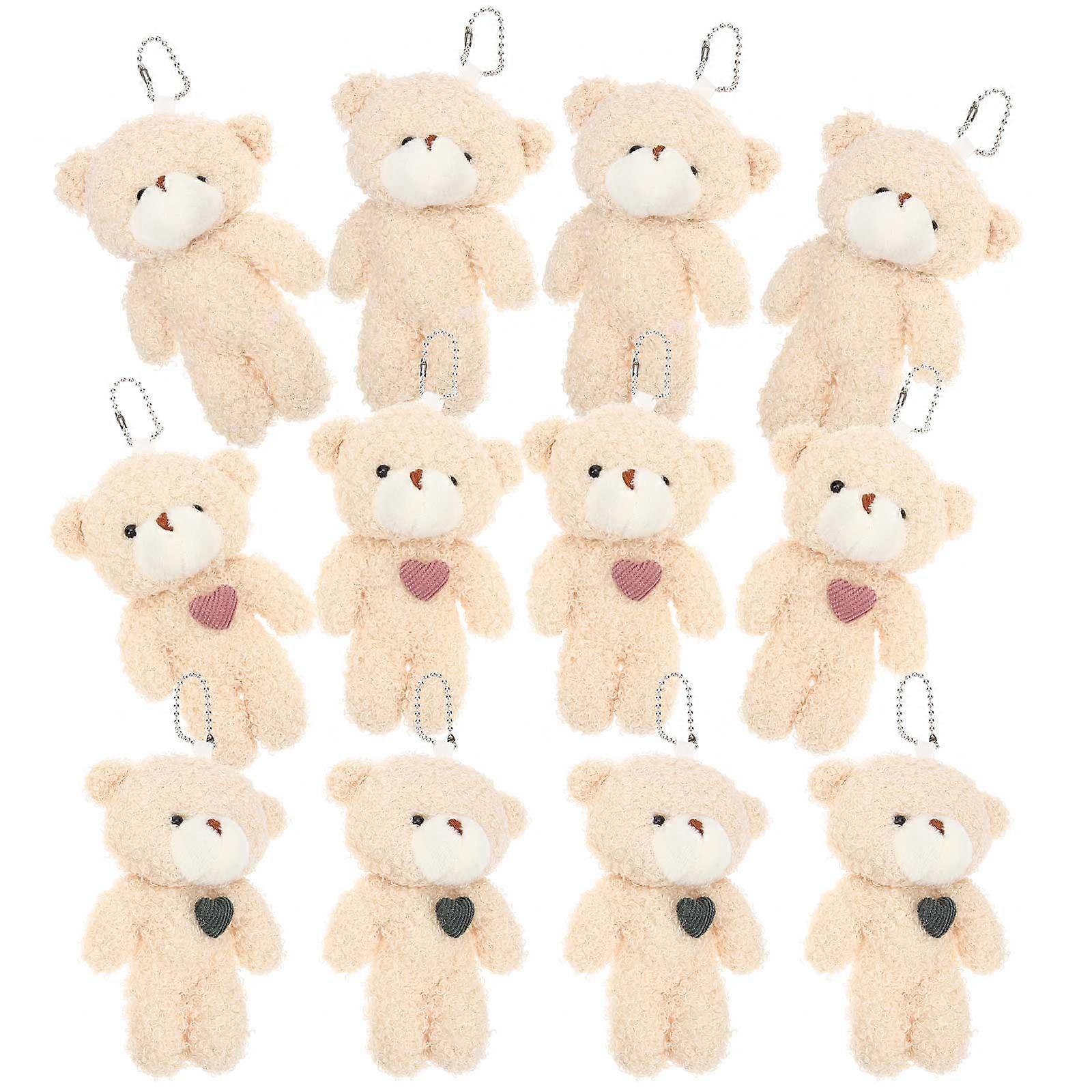 Lovely Keychain Bear Plush Bear Keychain Pendants Brown Pink and 12Pcs