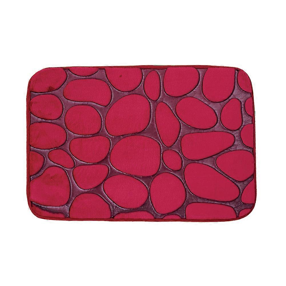 Unique Bathroom Rugs Pebble Rug Non Slip Water Absorbing Floor Mat Rose Red 60 00X40 00X1 00Cm 1Pack