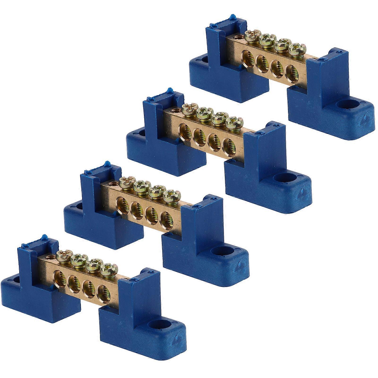 4pcs Copper Terminal Bus Bar Multi Distribution Block for Grounding – Durable, Insulated, Heavy Duty Design for Electrical Cabinets and Trailer Wiring