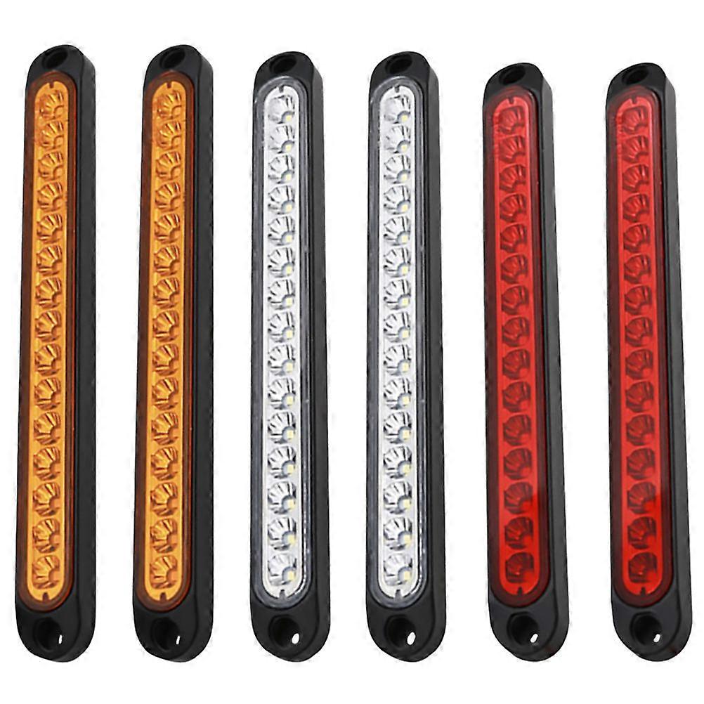 Brake Lights 6Pcs 15LED Side Light Durable Rear Light Plastic Brake Light Useful Turn Signal Light for Truck Trailer Auto White Yellow and Red