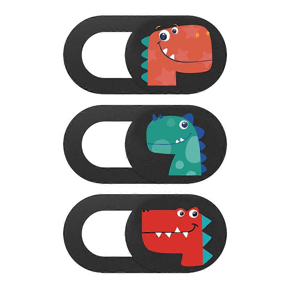 Camera Cover Slide Dinosaur Pattern Laptop Webcam Privacy Protector Ultra Thin Design 3Pcs