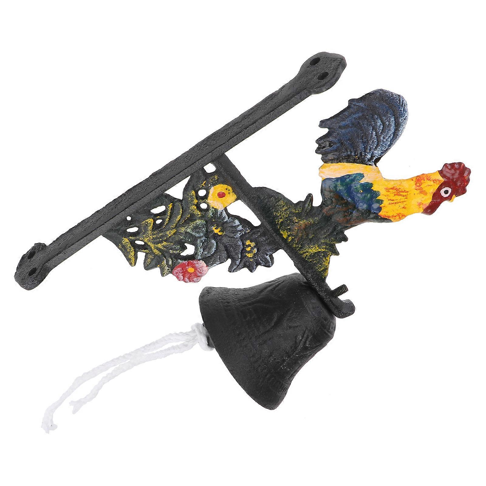 Rustic Cast Metal Rooster Doorbell – Vintage Iron Wall Mounted Door Chime with Loud Clear Sound for Front Entry and Courtyard Welcome Decor