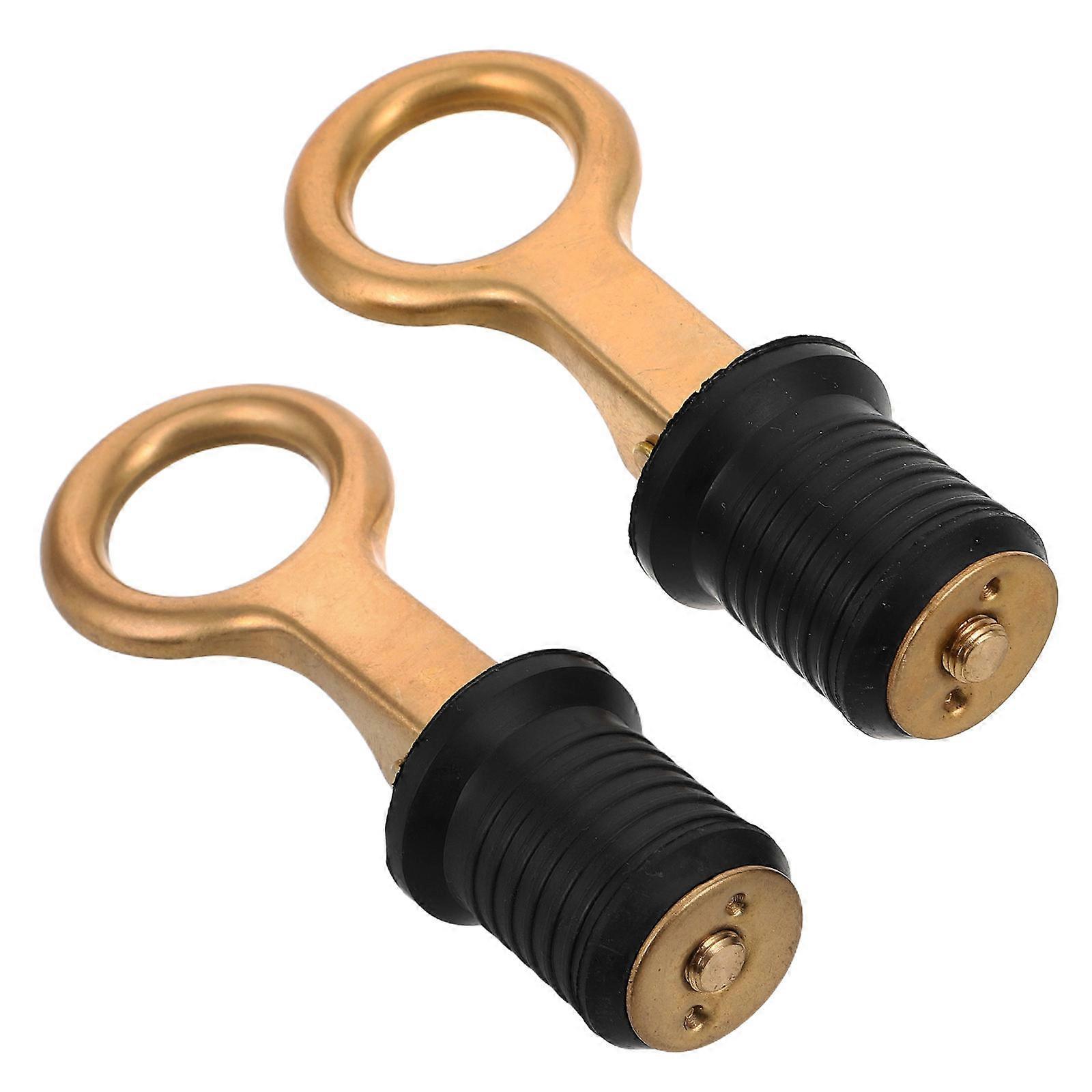 Brass Boat Drain Plugs with Snap Handle & Rubber Expansion Seal for Leak Prevention Durable Yacht and Pontoon Accessories