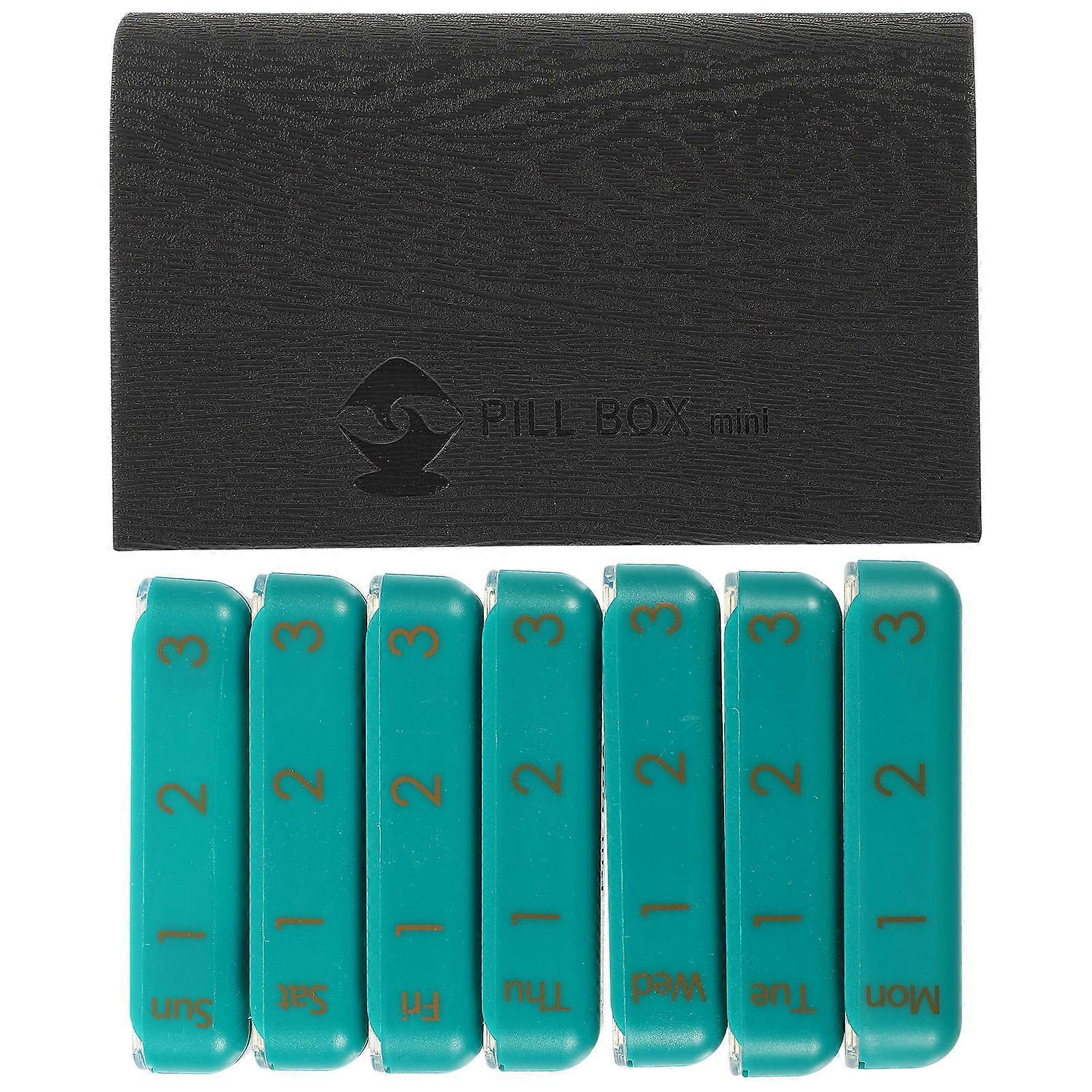 Pill Storage Box Health Management Traveling Pill Case Black Rectangular Shape 12.2X7.5X3CM 1Set