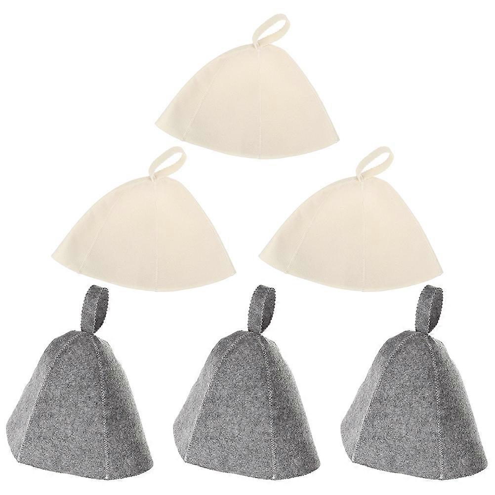 Home Sauna Caps Felt Material Gray Color for Sauna and Steaming 6Pcs