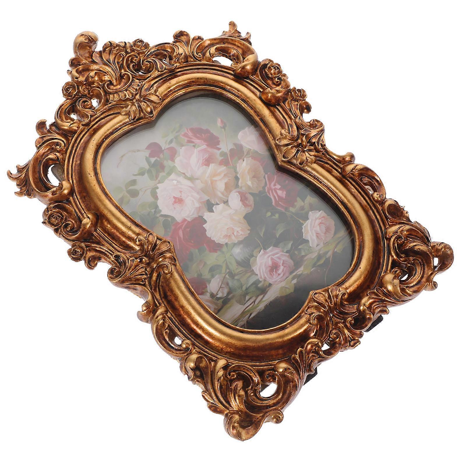 Retro Photo Frame Wall and Tabletop Use Rectangular Shape Vintage Design for Home Decor .4×6.7×0.8in 1Pcs