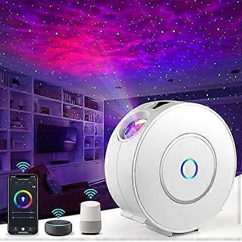 Galaxy Star Projector, Smart WiFi App/Voice Control, 3D LED Galaxy Projector Night Light with Nebula, Compatible with Google Assistant, RGB Dimmable, 
