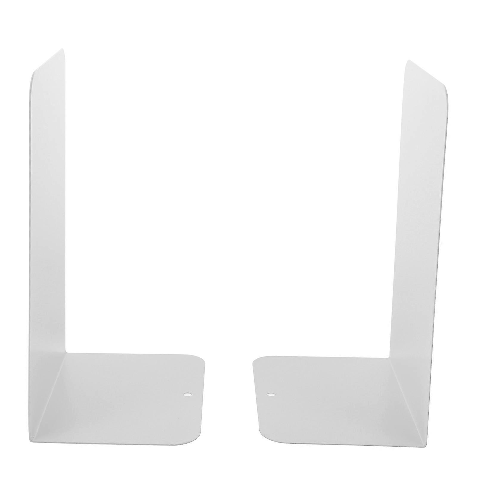 Desktop Book Organizer Simple Metal Protect Surface Office Use 20.5x13.5cm White 2Pcs
