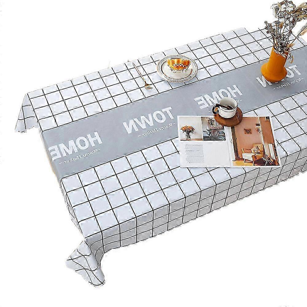 Wrinkle-Free Cotton Linen Tablecloth Set with Fringe - Grey Rectangle