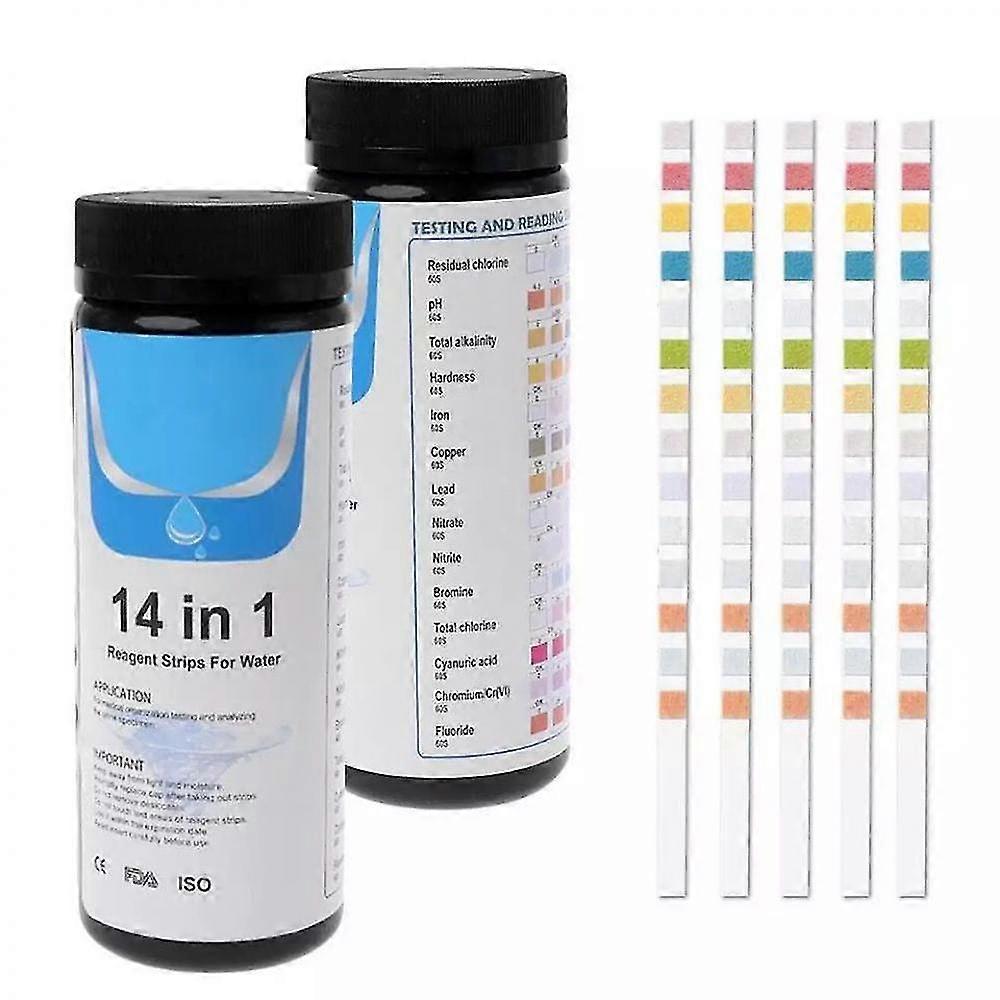 Ssxjv Tester für pH Spa Trinkwasser Hahn Pool 100 Streifen 7 in 1 Wasserqualitätstest, pH-Papier für Chlor / Brom / Nitrit / Nitrat / Duret an