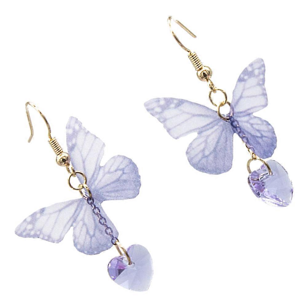 Spring Dangle Earrings Women Decorative Heart Shape Charm Purple 4.1x2.2cm 1 Pair