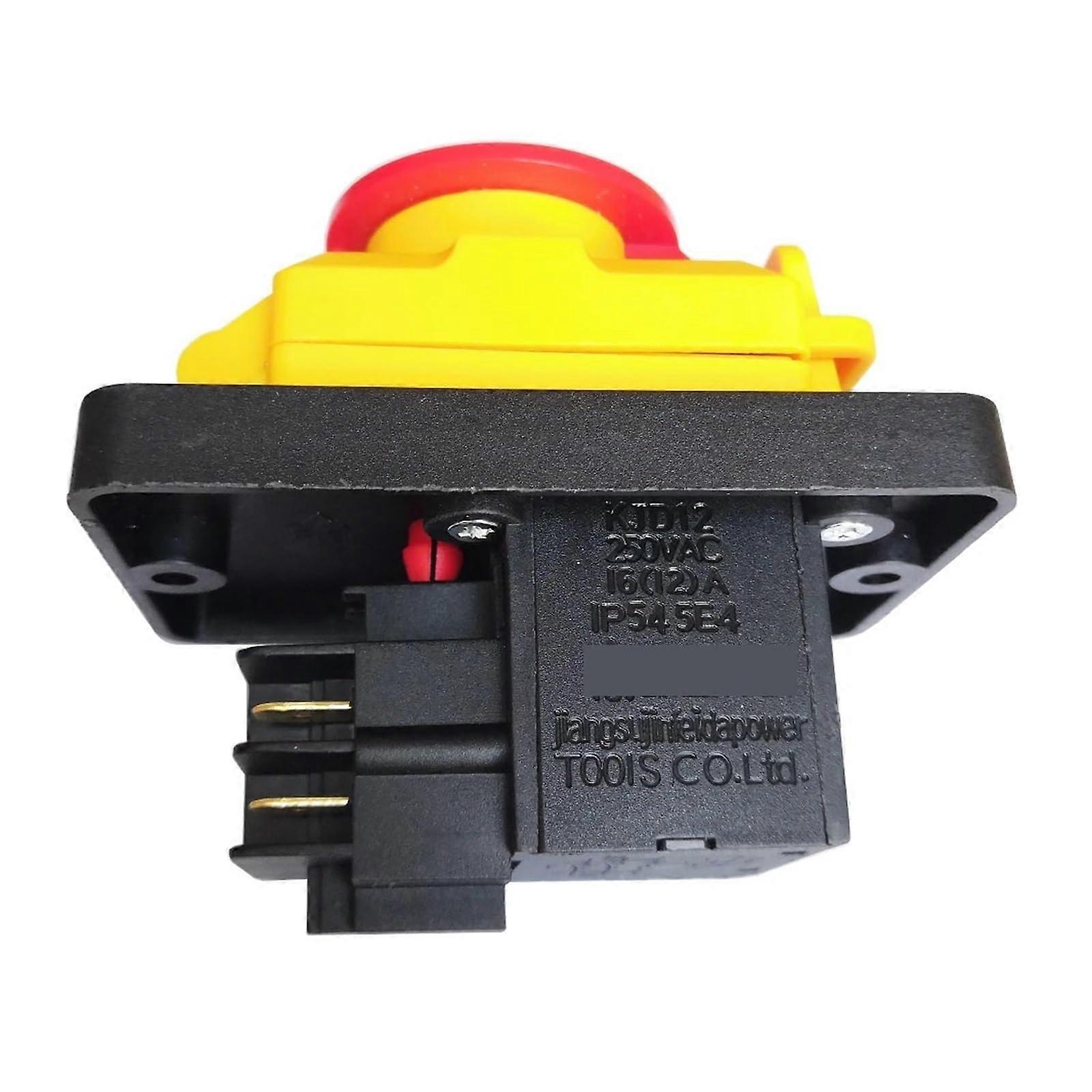 KJD12 Electromagnetic Pushbutton Switches for Lathes with Emergency Stop Cover 4Pins 16A Ref: 7892