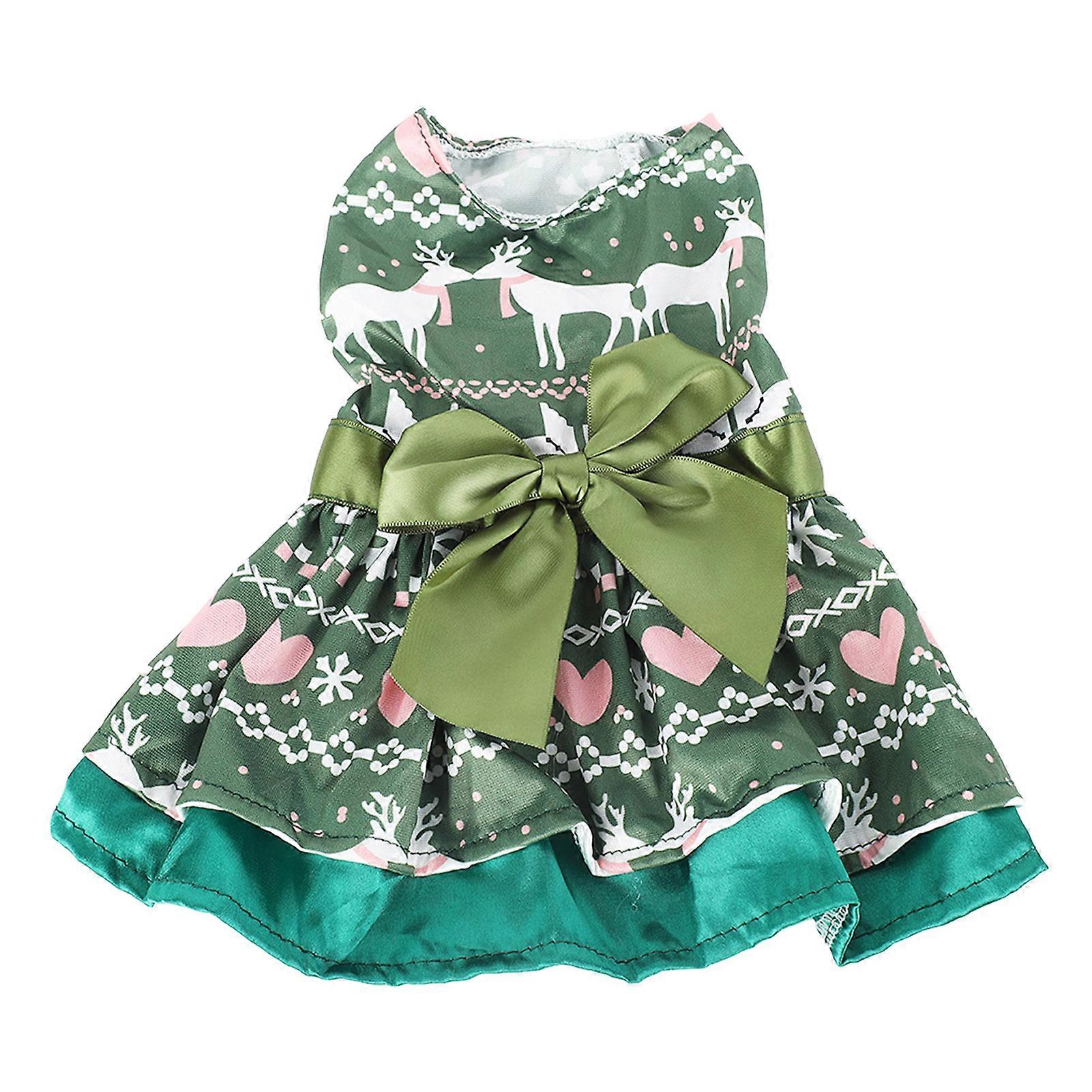 Dog Dress Fashion Cute Christmas Theme Heart Deer Pattern Puppy Summer Dress for Christmas Party Daily Photograph S