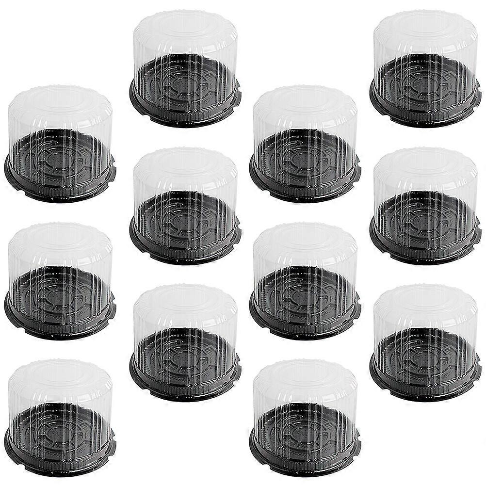 علب المخابز علب الكيك البلاستيكية للحلويات شكل دائري أسود 20 قطعة تغليف المواد الغذائية