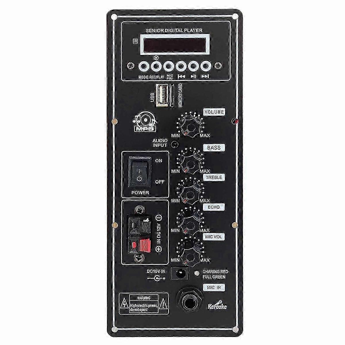 12V Amplifier Board for Square Dance Speakers with Bluetooth AUX TF-Card U-Disk Recording for 6-12 Inch Speakers