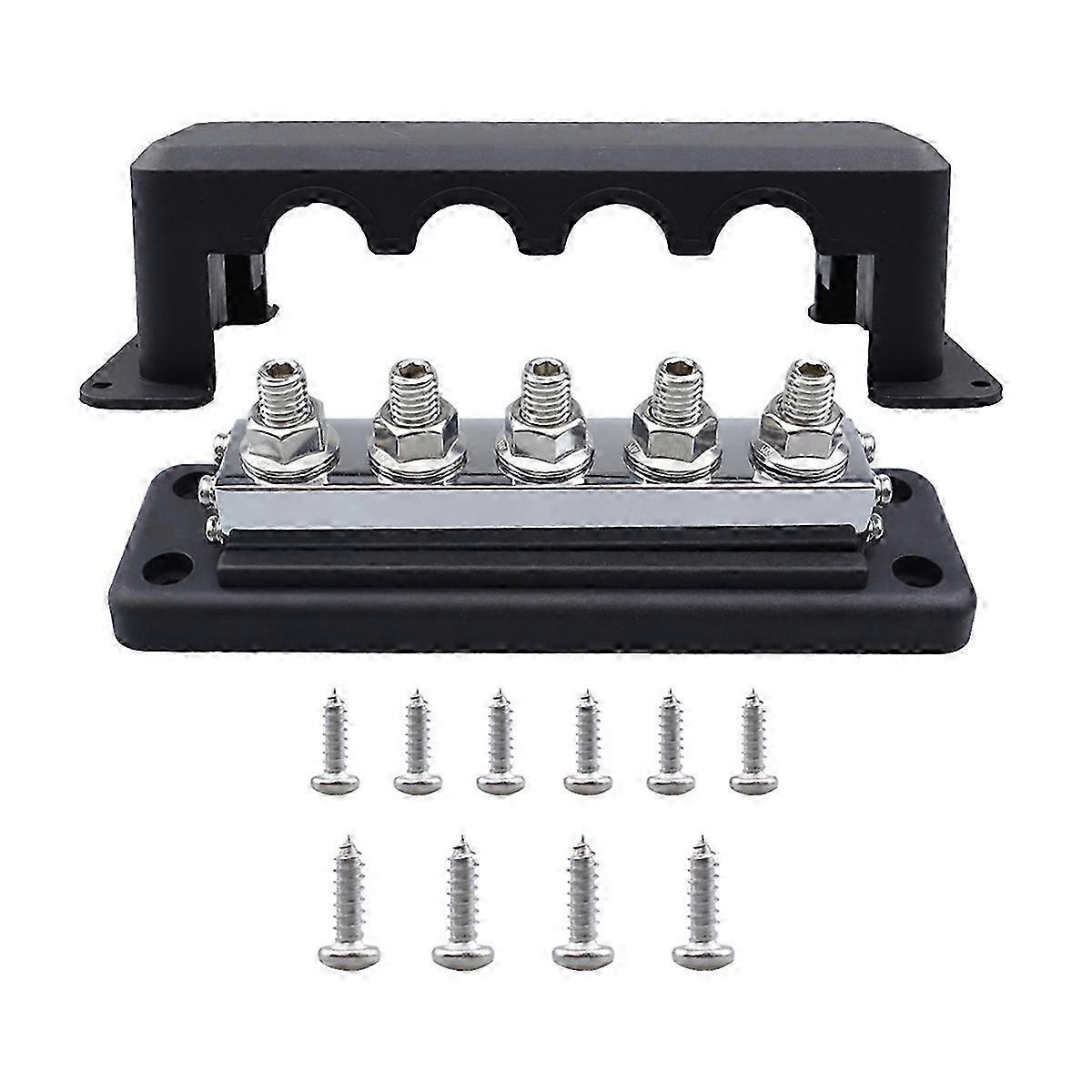 24V Power Distribution Block Bus Bar 600A Electrical Terminal Block for Truck Boat Car RV Black