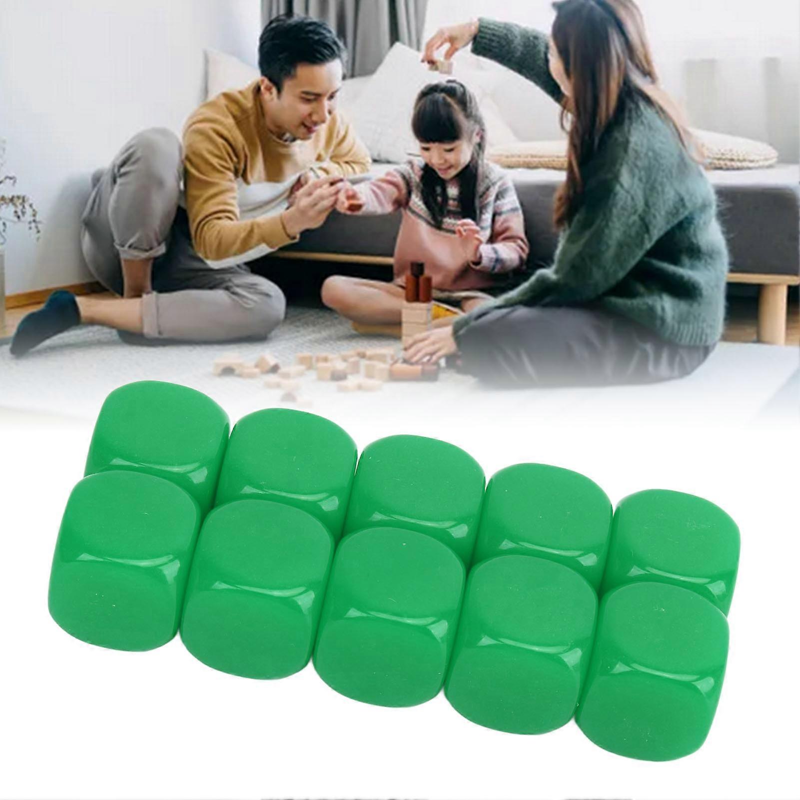 30PCS 16MM Blank Dice Set Plastic Rounded 6 Sided Dice Cubes For Game Party Fun DIY Sticker Math Teaching Green 