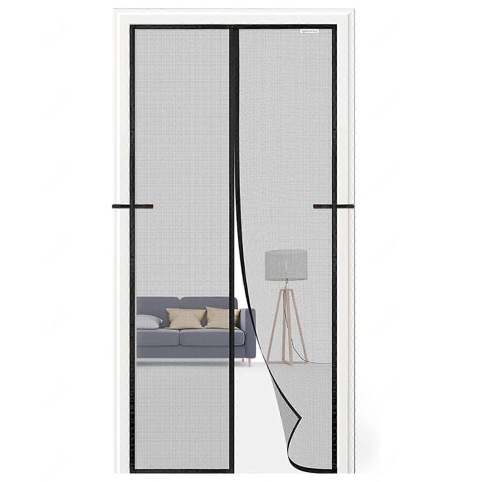 Fly Screen Door Mosquito Net, Black, 85 X 210 Cm, Hands Free With Automatic Closing For Balcony, Patio, Sliding Door