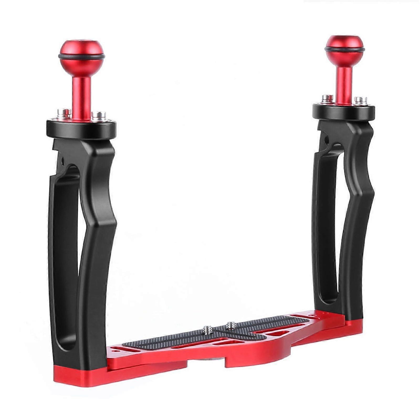 Underwater camera mount, dualhand SLR diving photography bracket, adjustable (red and black) red / black