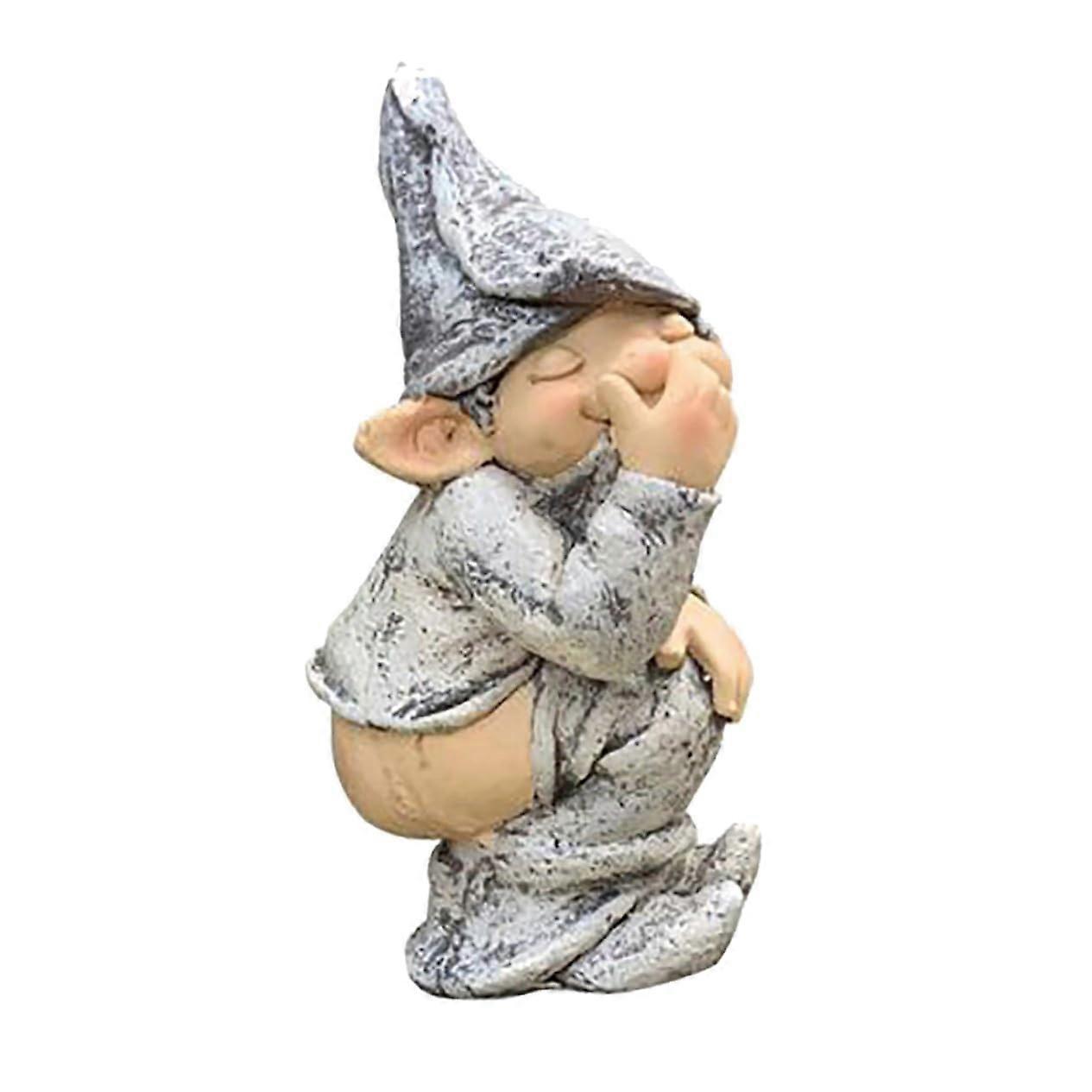 mini gnome resin figurine for garden, garden statue made of resin, gray