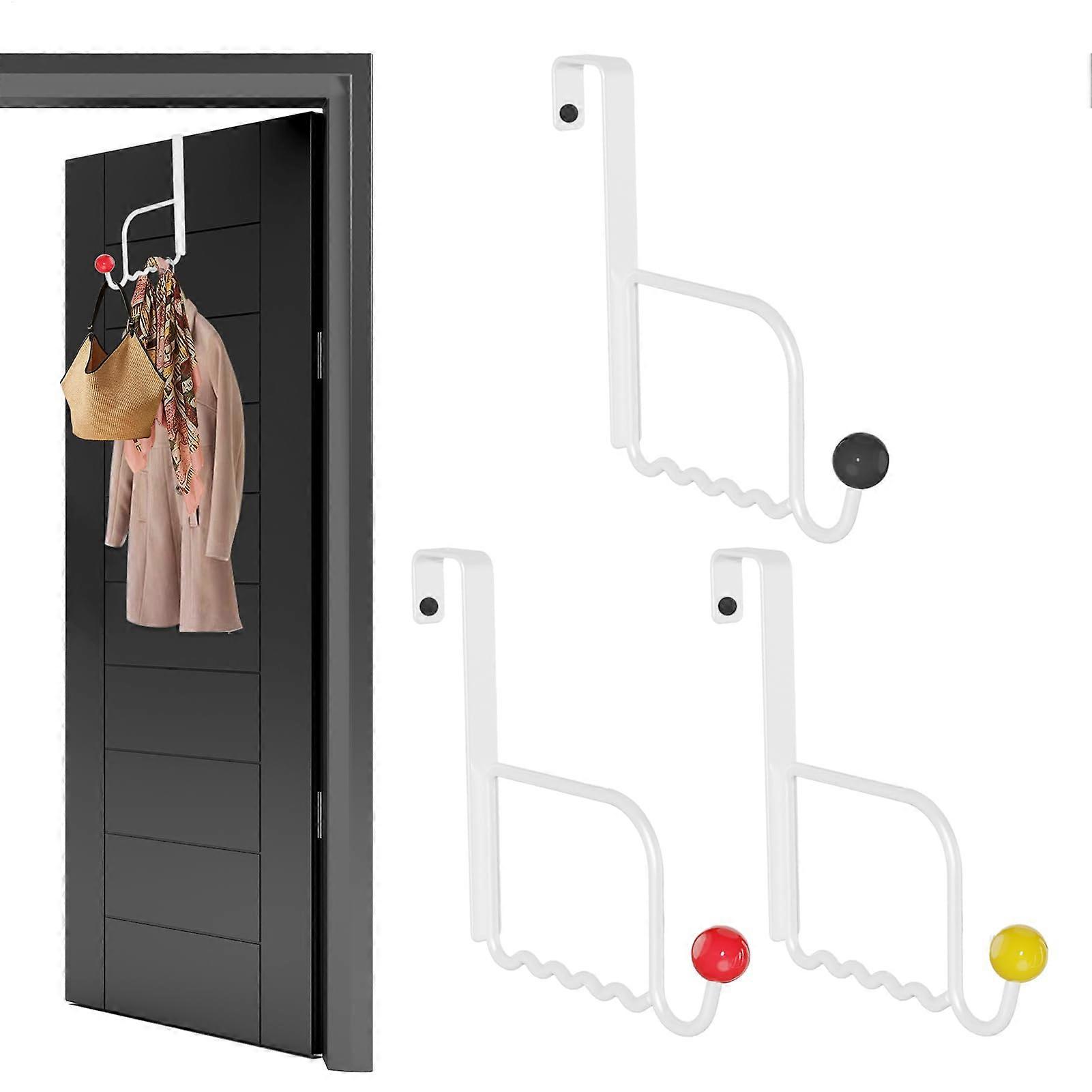 Overthedoor coat hooks with colorful round beads (3 pieces)