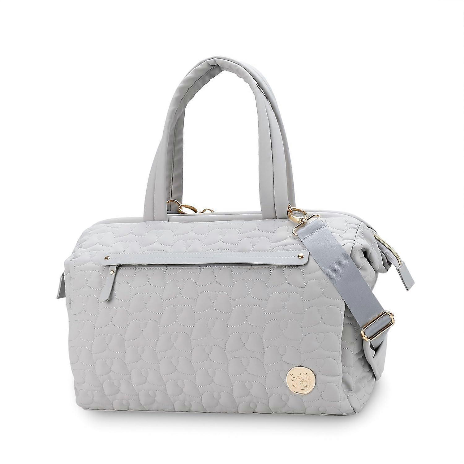 Changing Bag Tote with Changing Station Upgrade, Gray Multifunctional Baby Bag with Adjustable Shoulder Strap and Storage Pockets