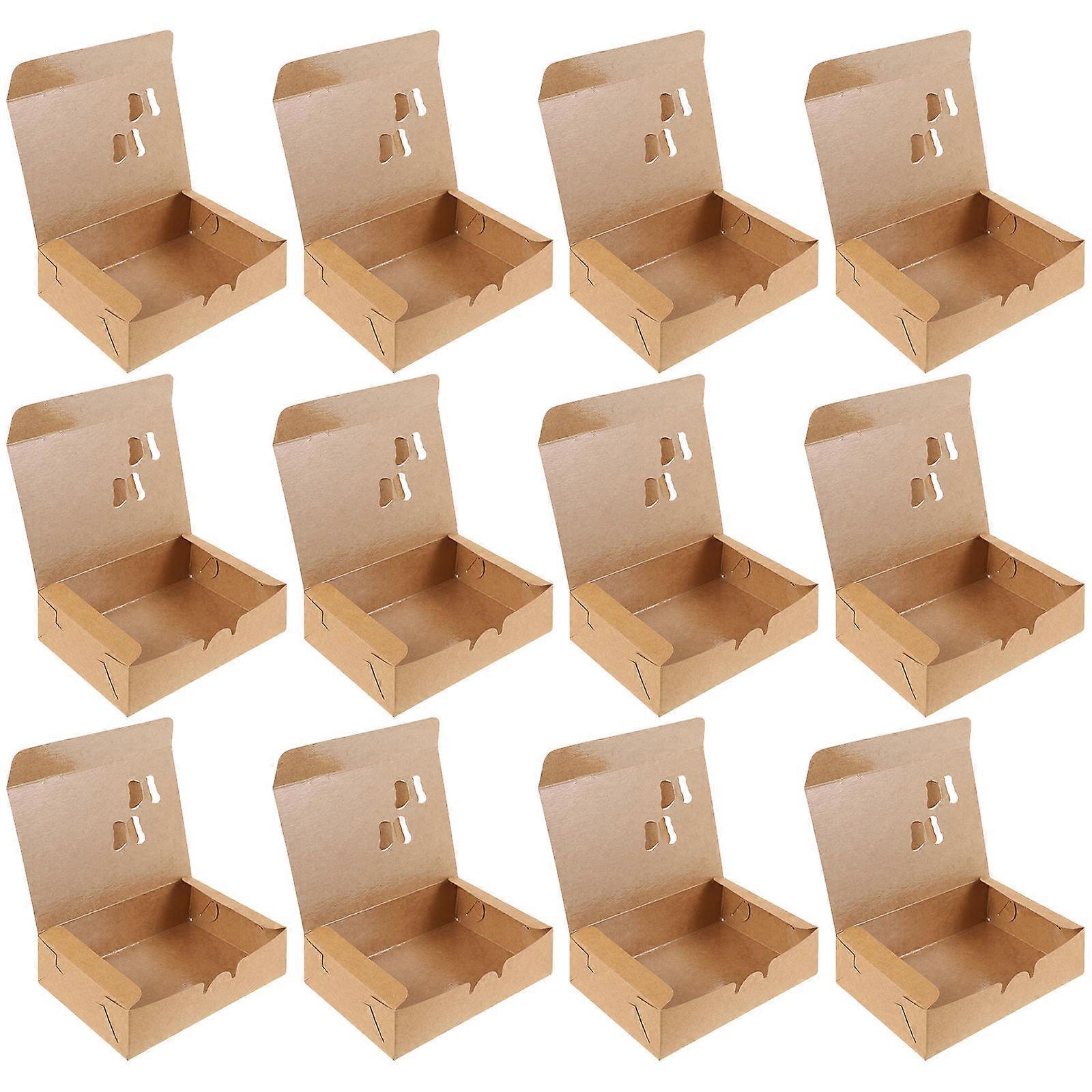 Khaki Paper Food Packing Boxes for Storage Simple Practical Design Portable Lightweight Safe Healthy 25PCS