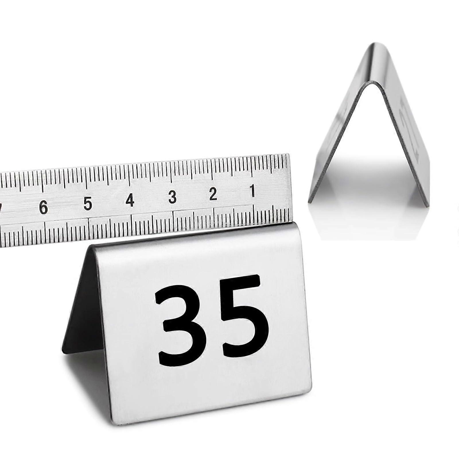 Stainless Steel Table Number Plates, Set of 1 to 100, for Weddings, Restaurants, Bars, Stackable, 40x50mm