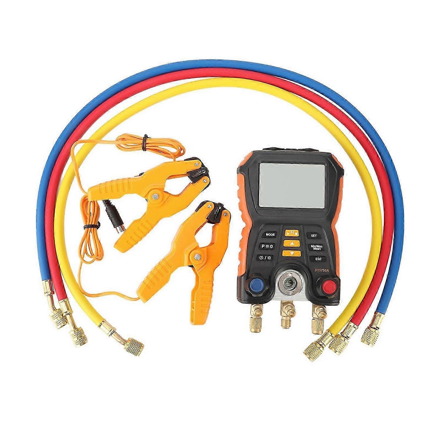 Digital Manifold Gauge High Accuracy 2 in 1 Pressure Temperature Tester Air Conditioner HVAC Digital Manifold Meter