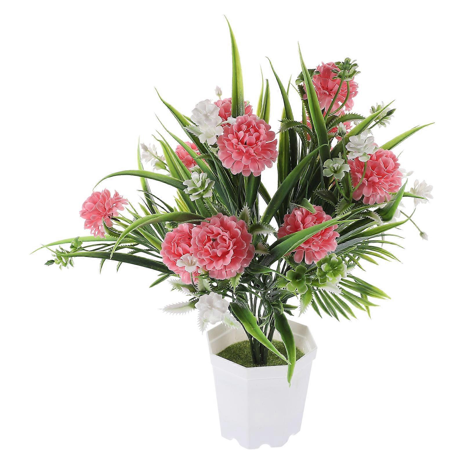 Faux Potted Flower Pink Plastic Decor for Decoration Use