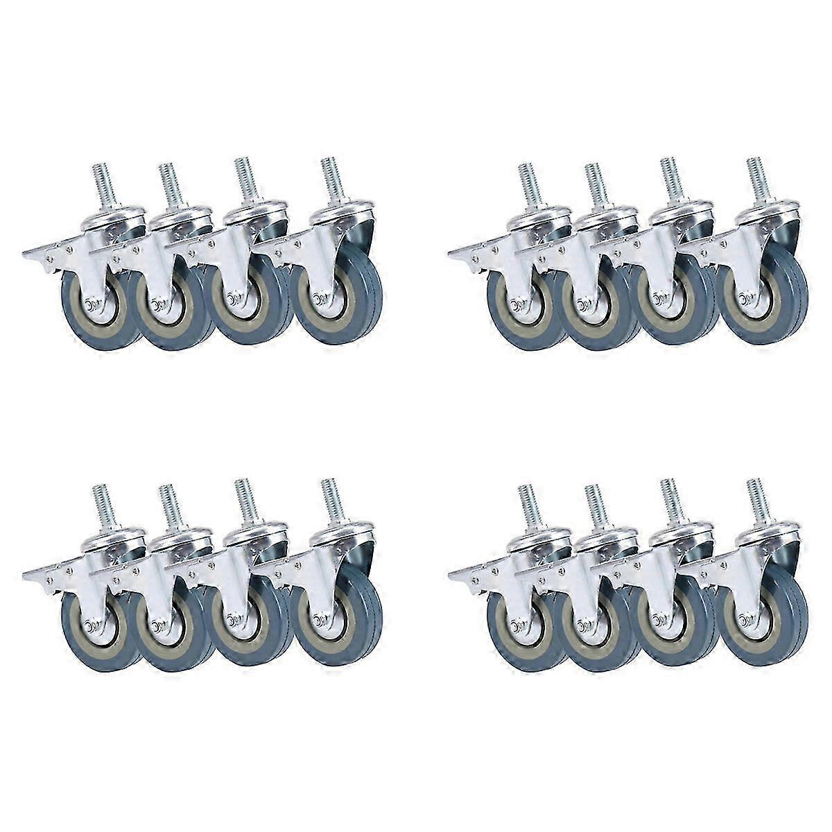 Heavy Duty 75mm Swivel With Brake Casters Wheels, Set Of 4