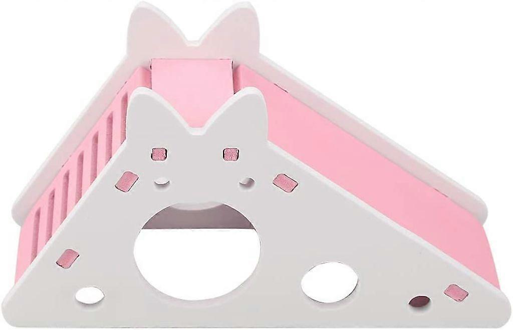 Hamster Stairs Ladder Wooden Hamster House Pet Assembly Resting Nest Hamster Climbing Toy (Pink)