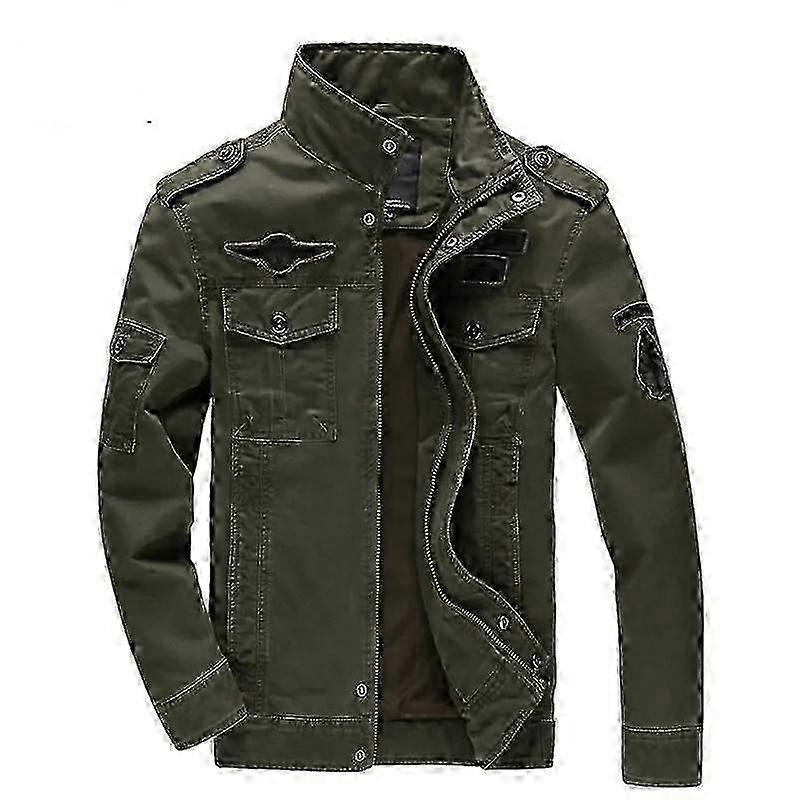 Plus Size Casual Jacket for Men - Spring & Autumn Cargo Coat with Pockets - Lightweight Everyday Outerwear